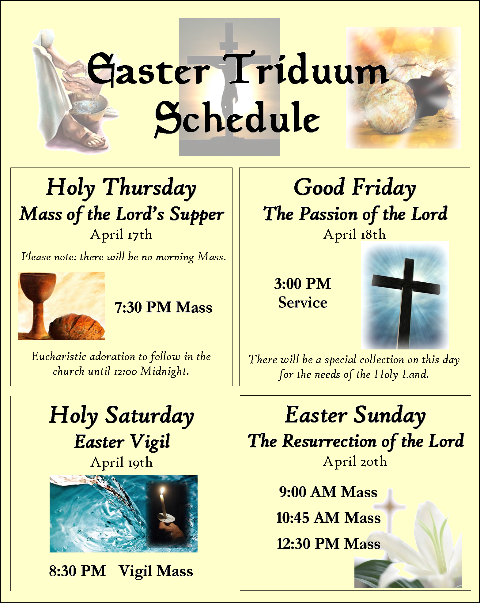 presentation church easter mass schedule
